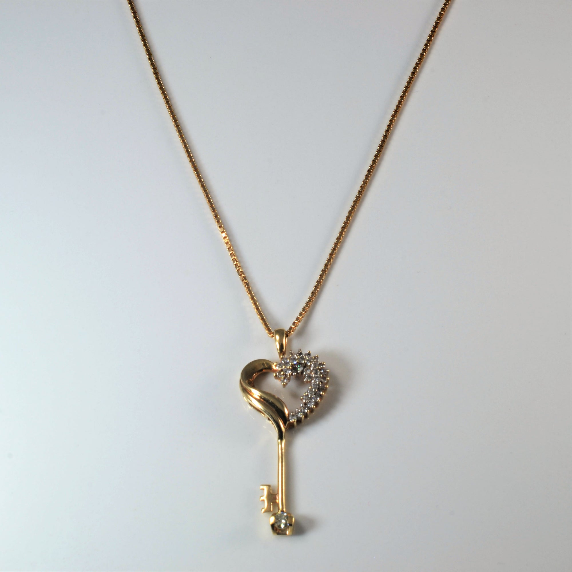 Diamond Heart Key Necklace | 0.46ctw | 30