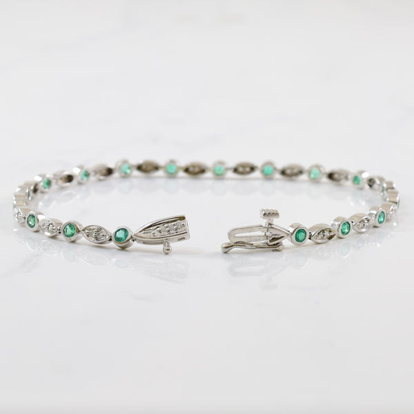Emerald & Diamond Tennis Bracelet | 0.12ctw, 1.08ctw | 7