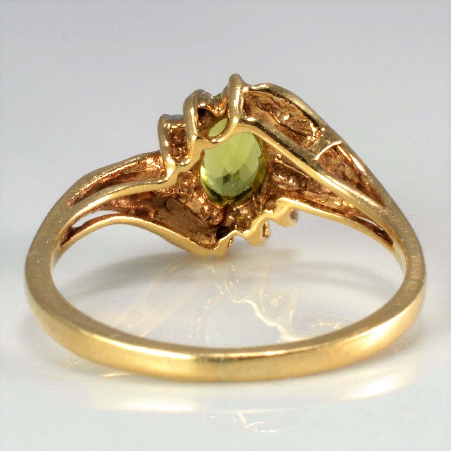 Bypass Peridot & Diamond Ladies Cocktail Ring | 0.01 ctw, SZ 6 |