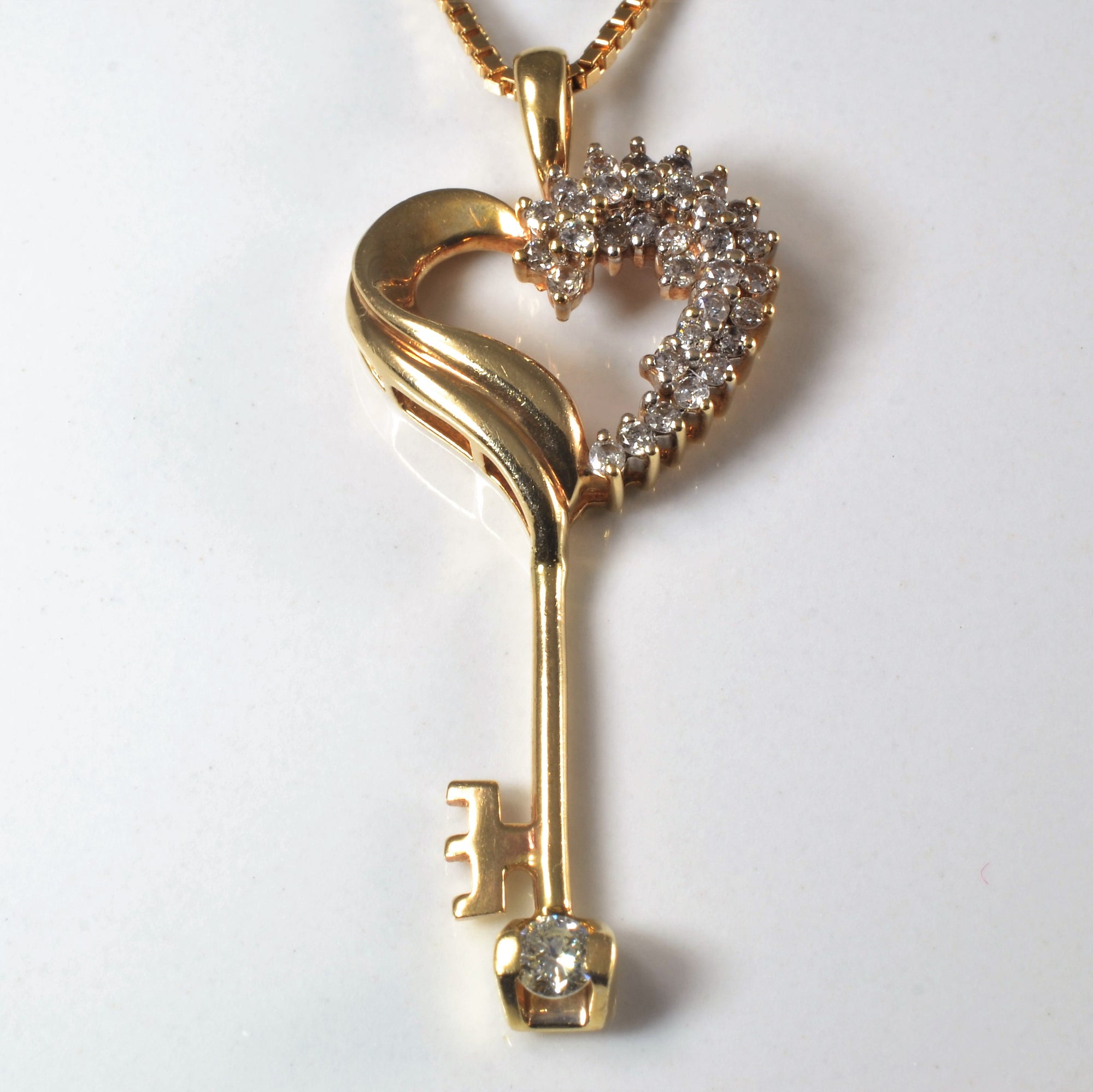 Diamond Heart Key Necklace | 0.46ctw | 30