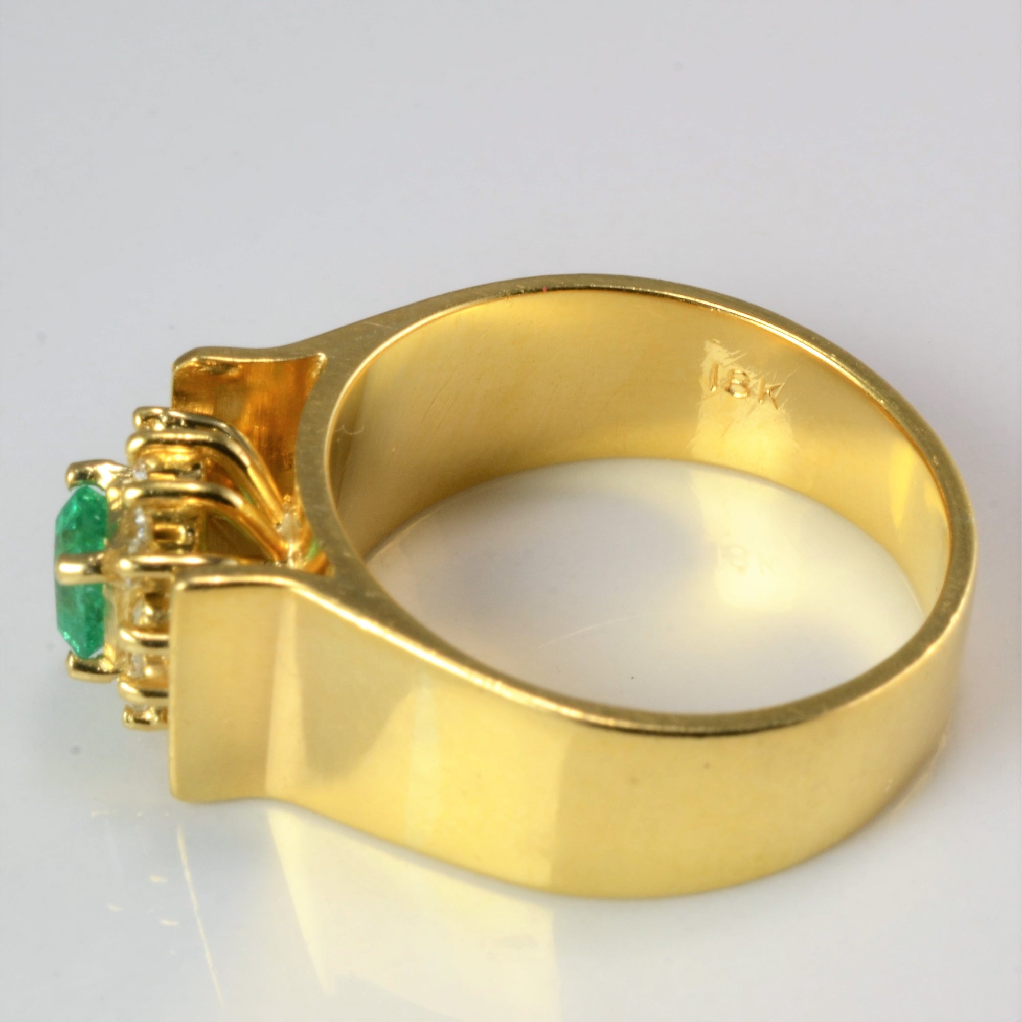 Tapered Emerald & Diamond Cocktail Ring | 0.12 ctw, SZ 6.5 |