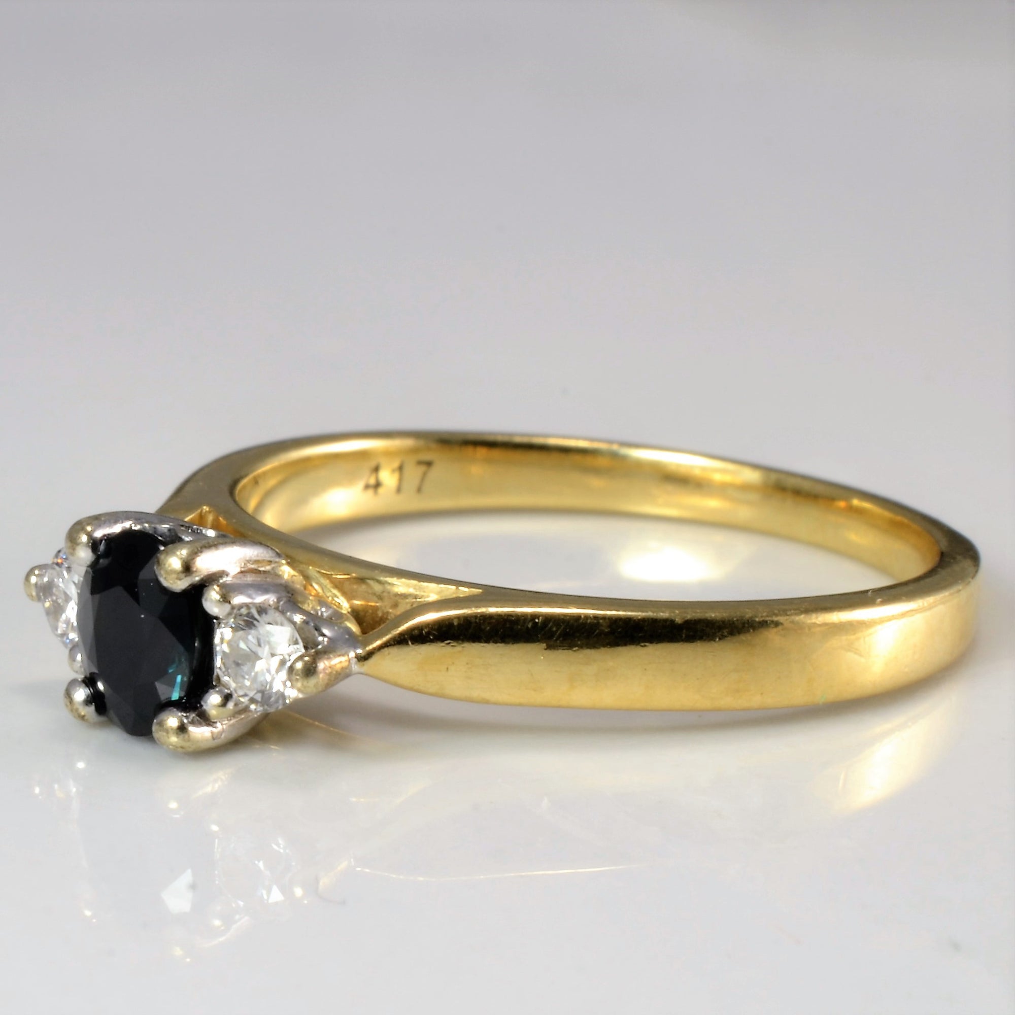 Three Stone Sapphire & Diamond Ring | 0.10 ctw, SZ 6.25 |