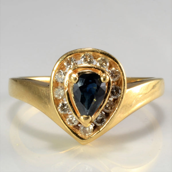 Chevron Channel Diamond & Sapphire Ring | 0.12 ctw, SZ 9 |