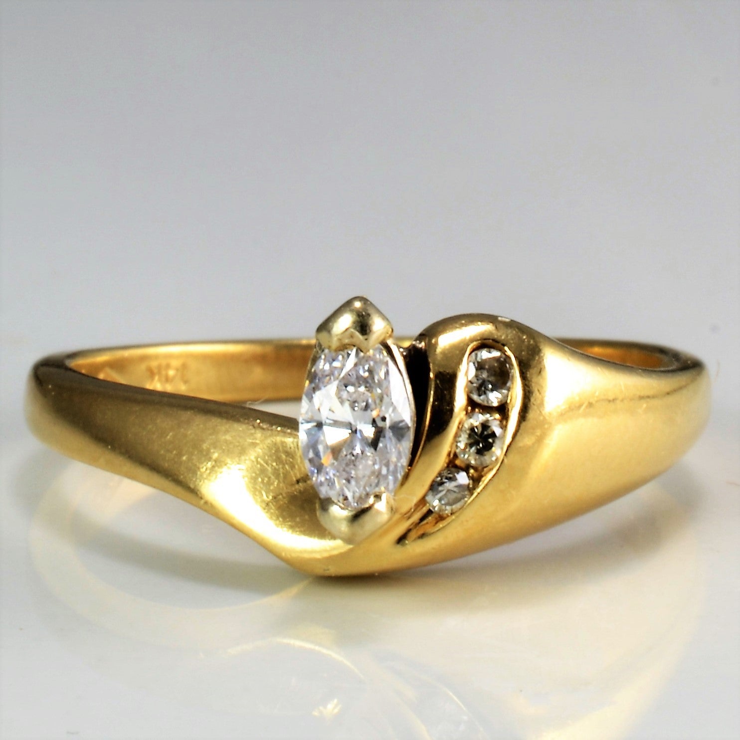 Solitaire Marquise & Accents Diamond Engagement Ring | 0.19 ctw, SZ 6.5 |