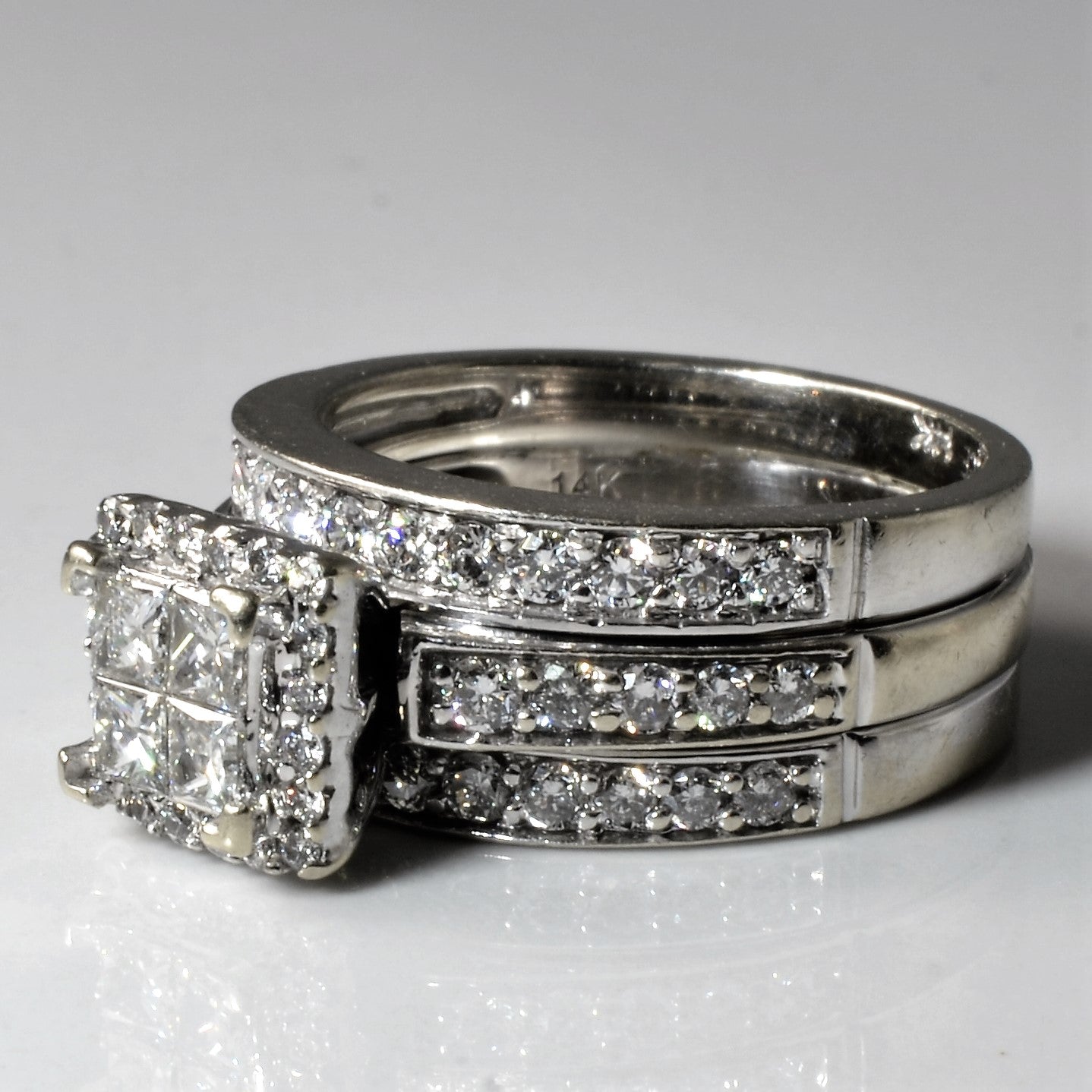Soldered Polar Ice Diamond Grid Engagement Ring | 1.19ctw | SZ 5.75 |