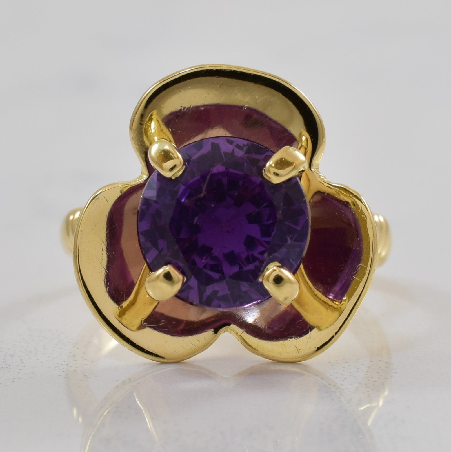 Synthetic Purple Sapphire Flower Ring | 3.75ct | SZ 7.25 |