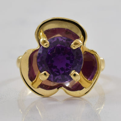 Synthetic Purple Sapphire Flower Ring | 3.75ct | SZ 7.25 |