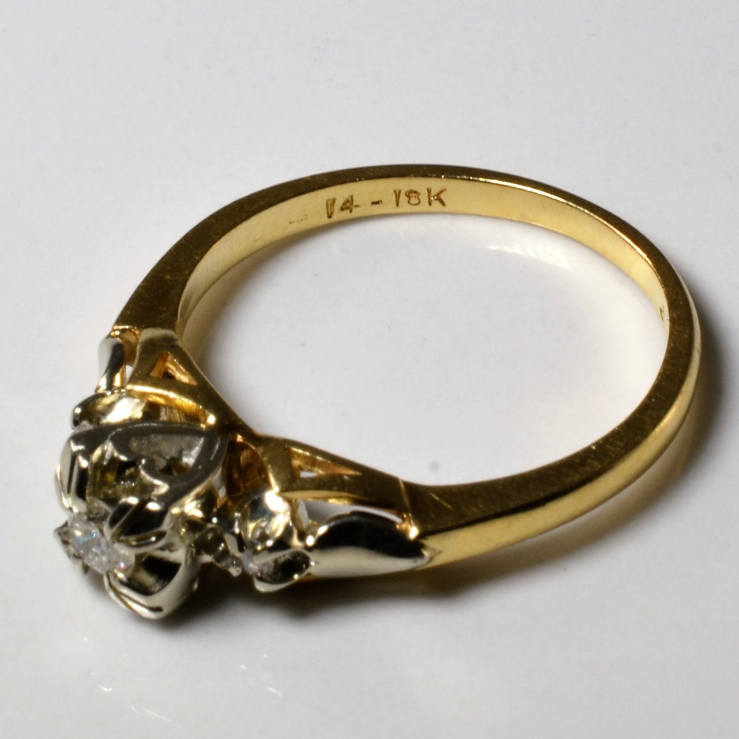 High Set Retro Diamond Ring | 0,13ctw | SZ 7 |