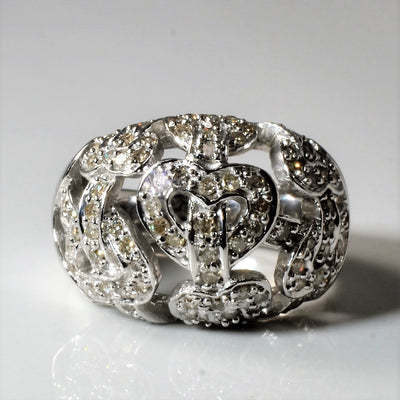 Heart Lock Diamond Dome Ring | 0.66ctw | SZ 5.25 |