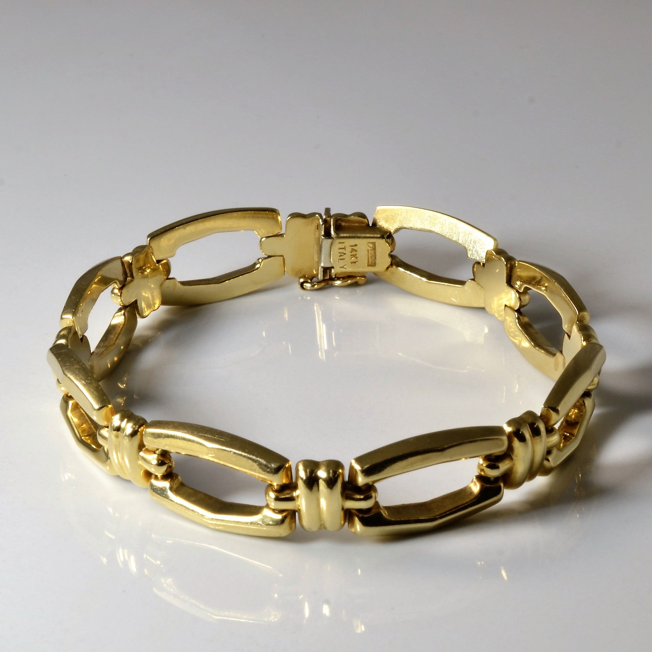 14k Yellow Gold Geometric Link Bracelet | 7" |