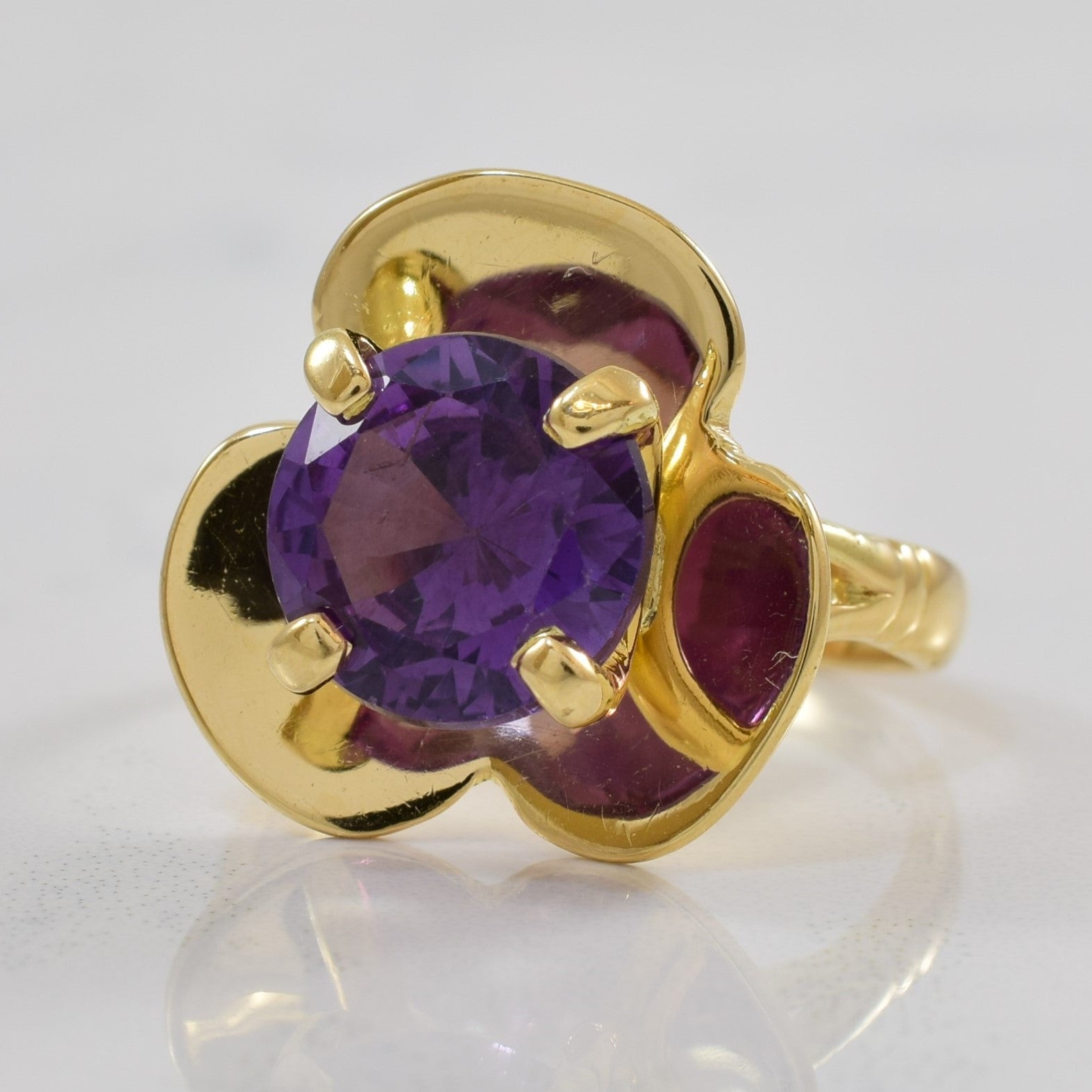 Synthetic Purple Sapphire Flower Ring | 3.75ct | SZ 7.25 |
