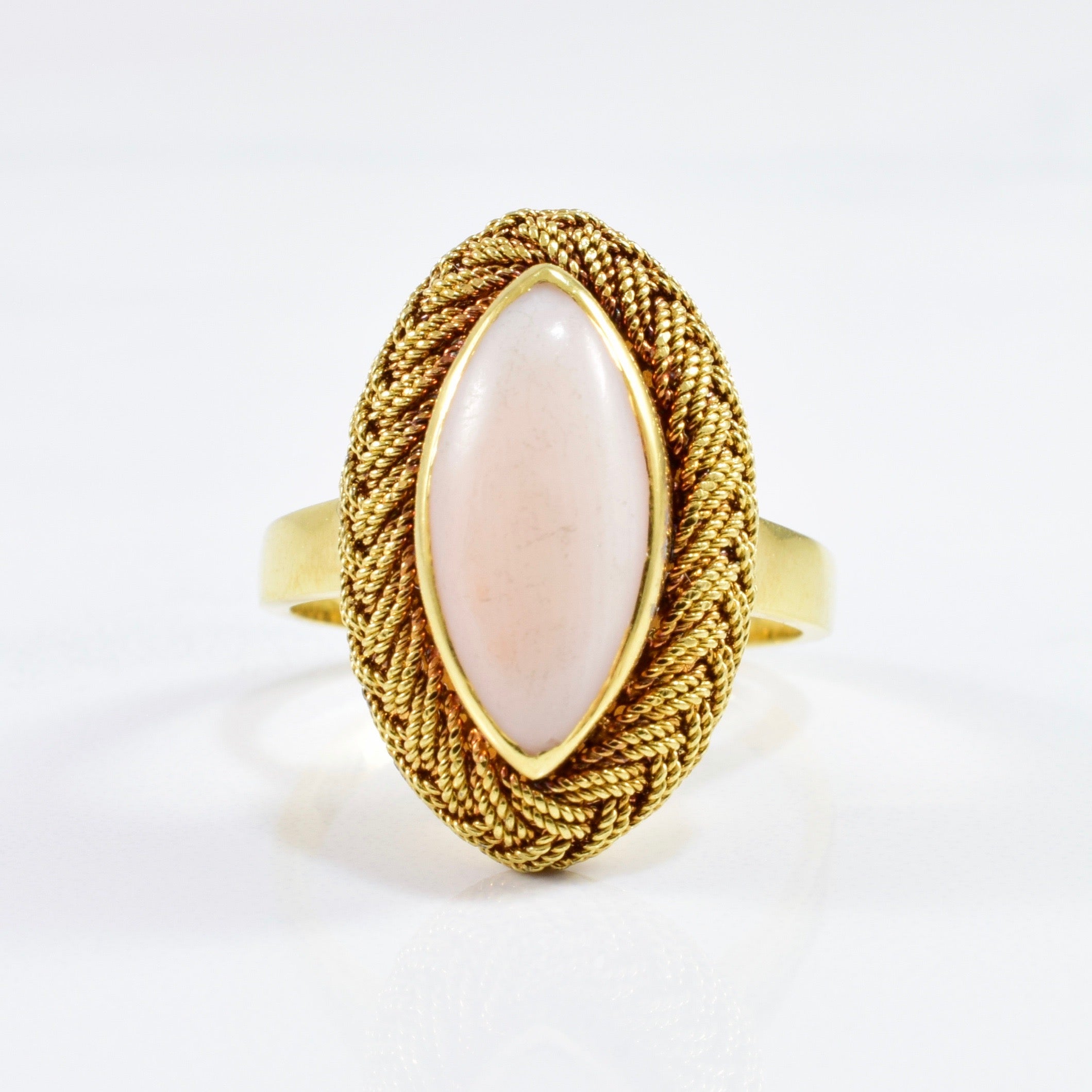 Angel Skin Coral Navette Ring | SZ 7.75 |