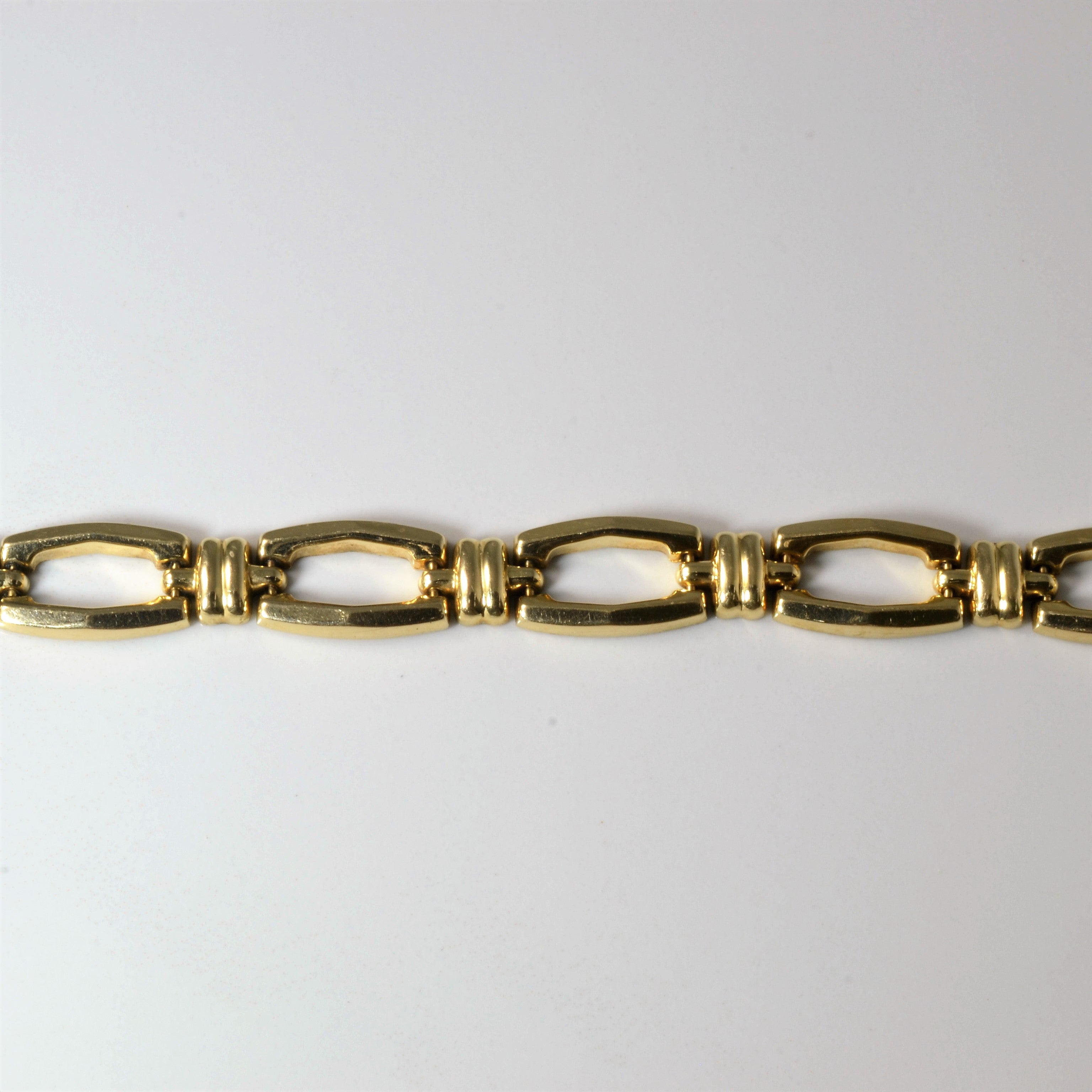 14k Yellow Gold Geometric Link Bracelet | 7" |