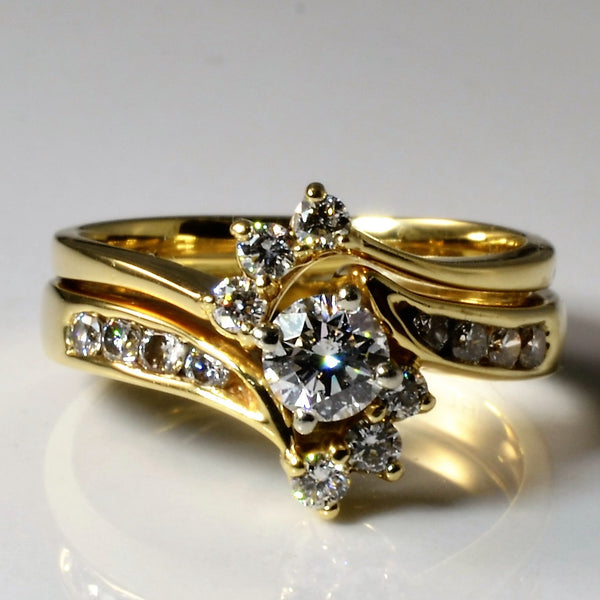 Soldered Bypass Diamond Wedding Set | 0.68ctw | SZ 6.25 |