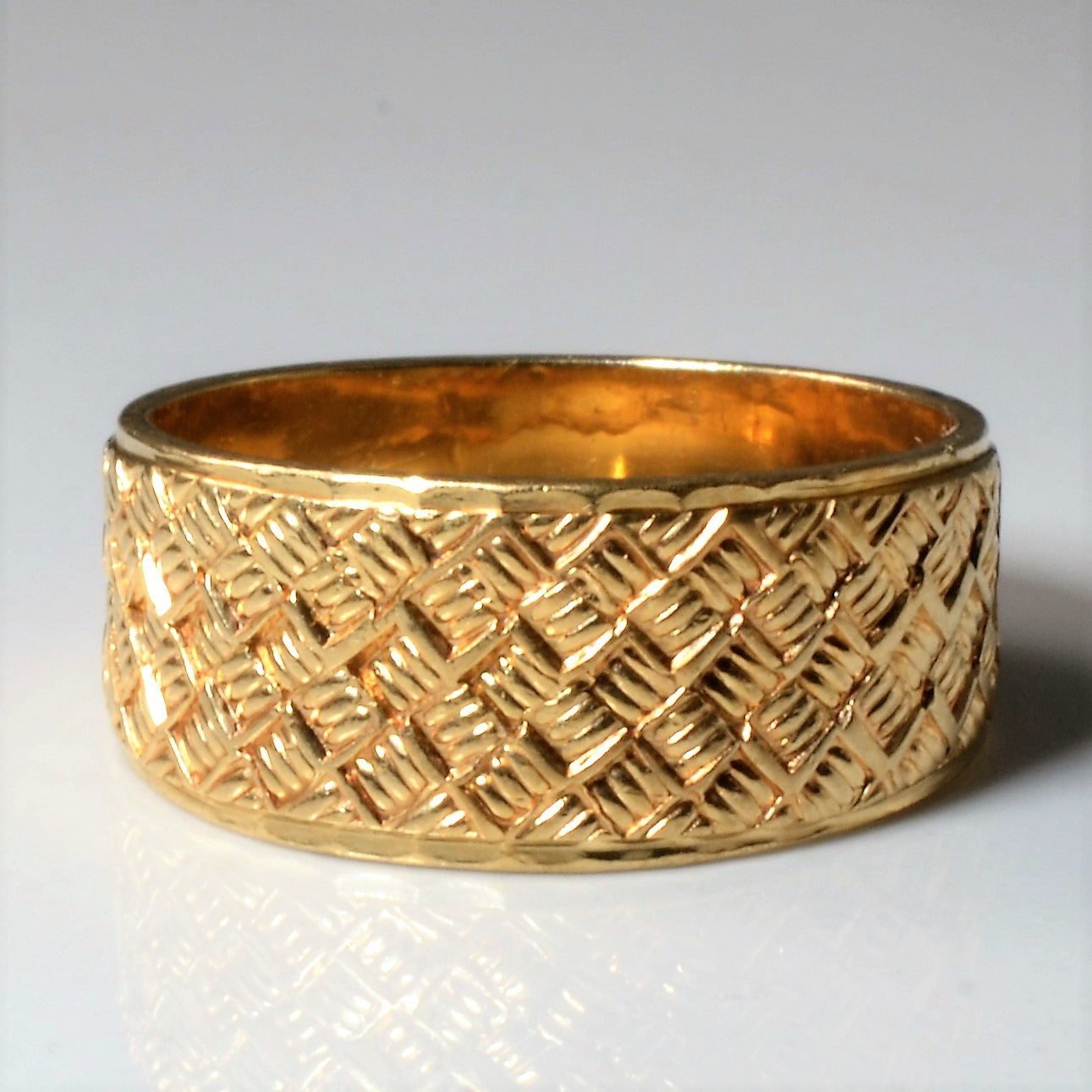 Weave Textured Yellow Gold Band | SZ 10.5 |
