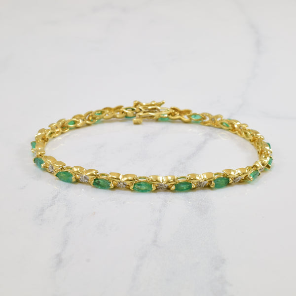 Emerald & Diamond Bracelet | 1.44ctw, 0.09ctw | 7
