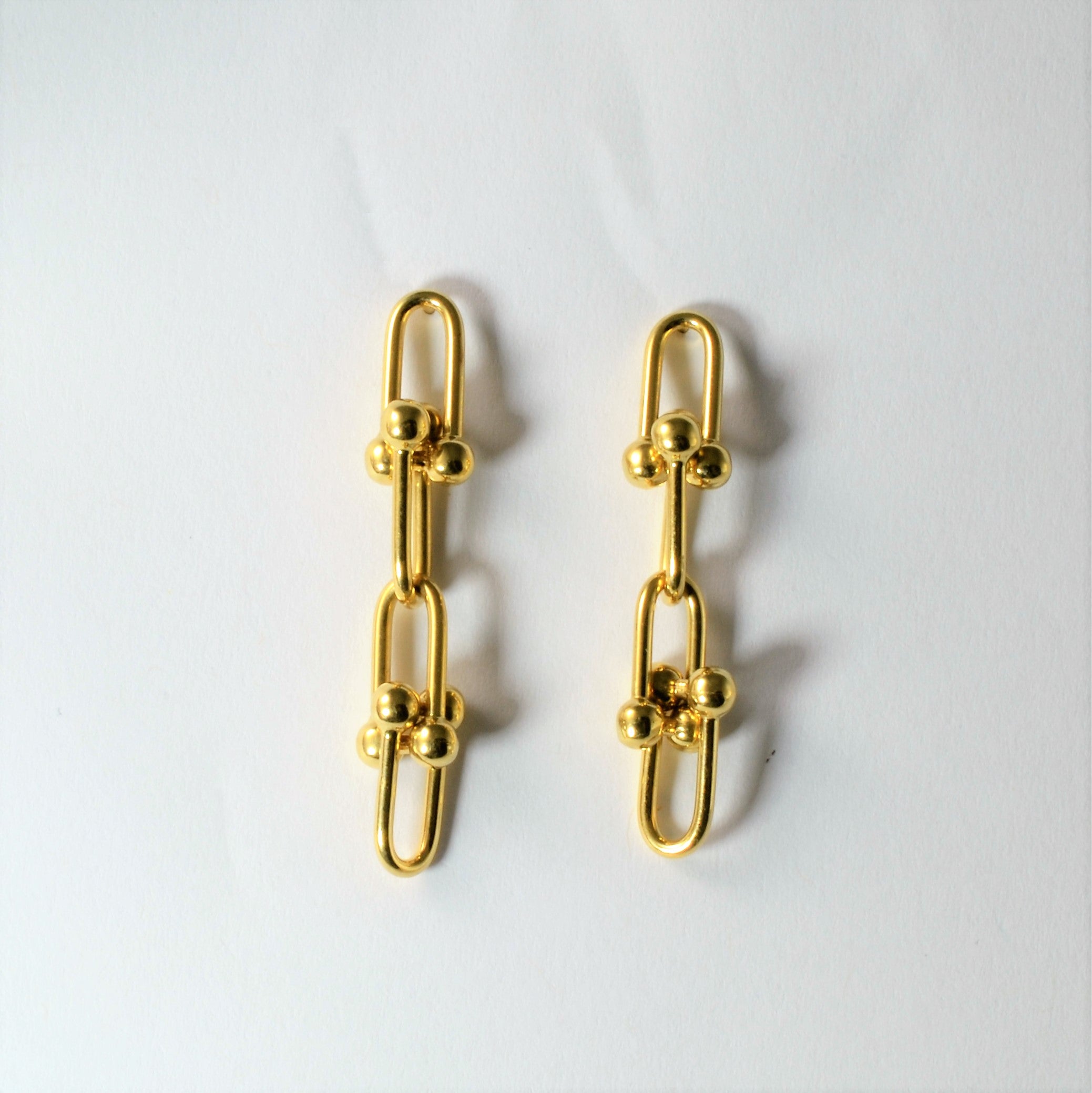 Boucles d'oreilles à maillons allongés en or jaune 
