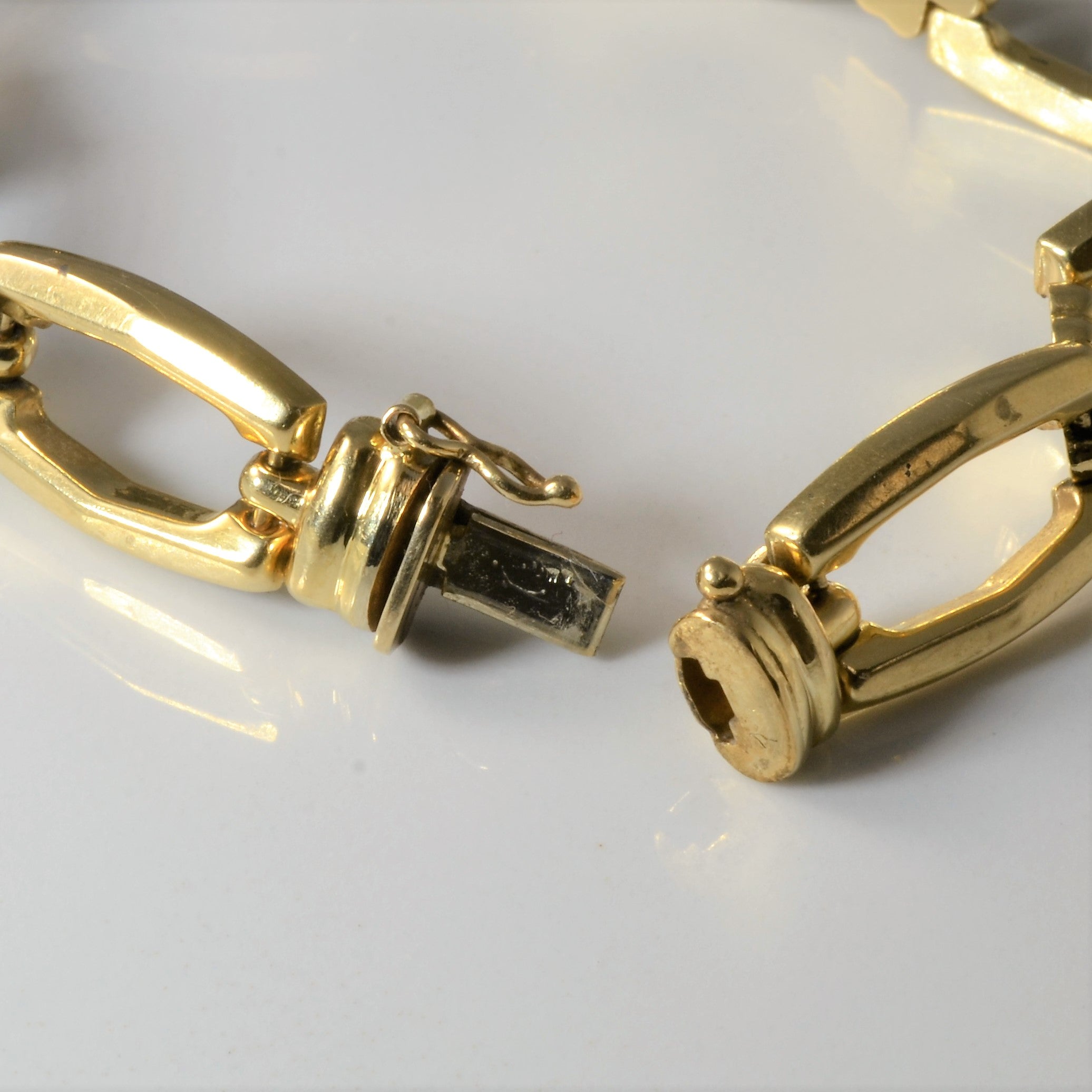 14k Yellow Gold Geometric Link Bracelet | 7" |