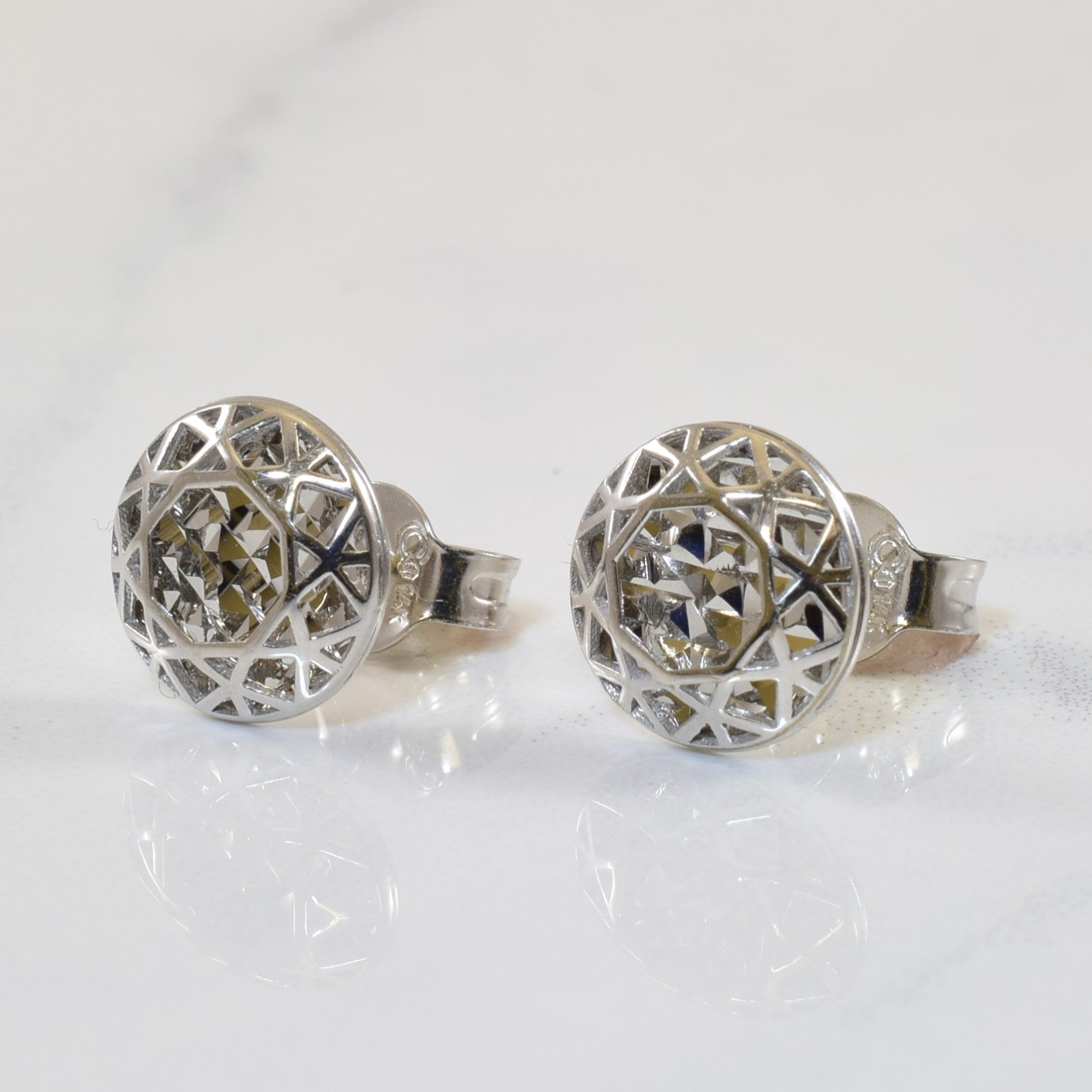 White Gold Illusion Stud Earrings |