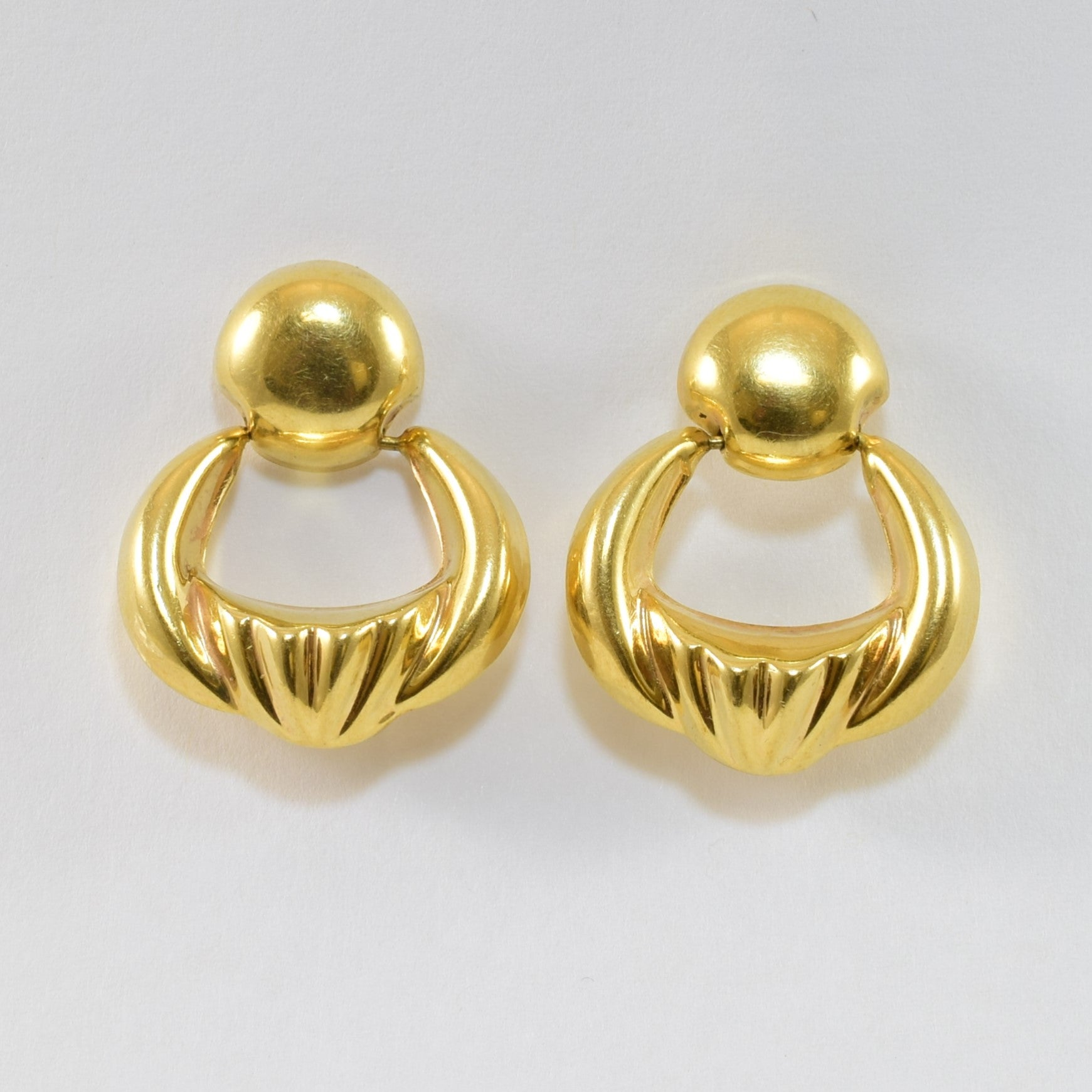 Yellow Gold Stud Drop Earrings |