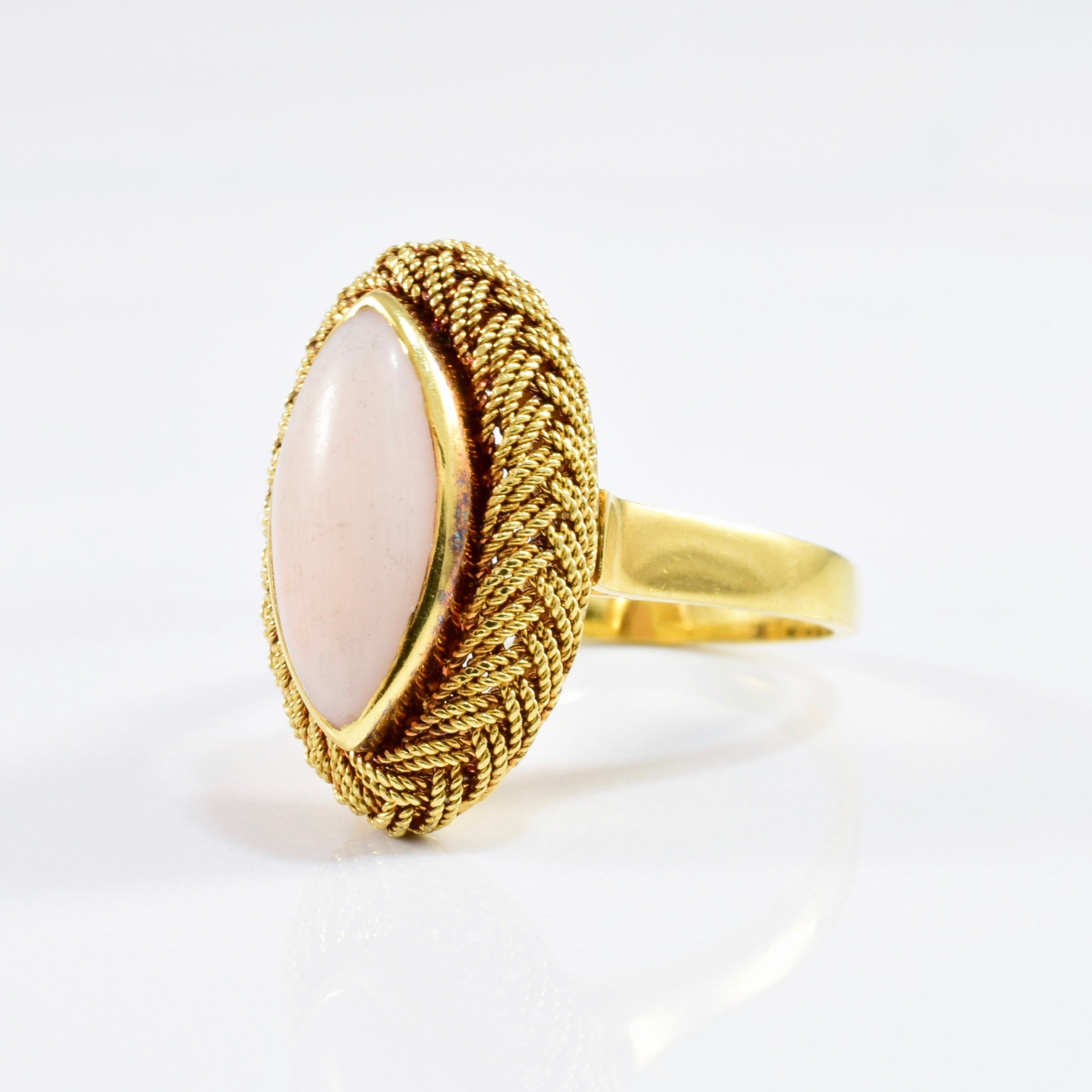 Angel Skin Coral Navette Ring | SZ 7.75 |