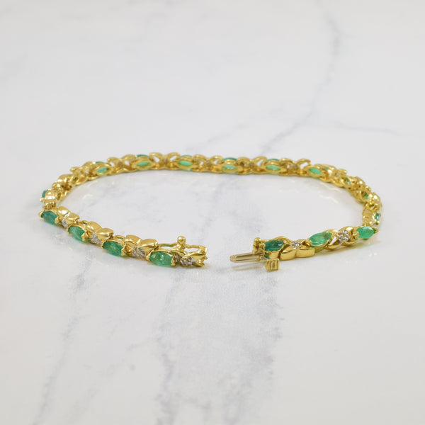 Emerald & Diamond Bracelet | 1.44ctw, 0.09ctw | 7