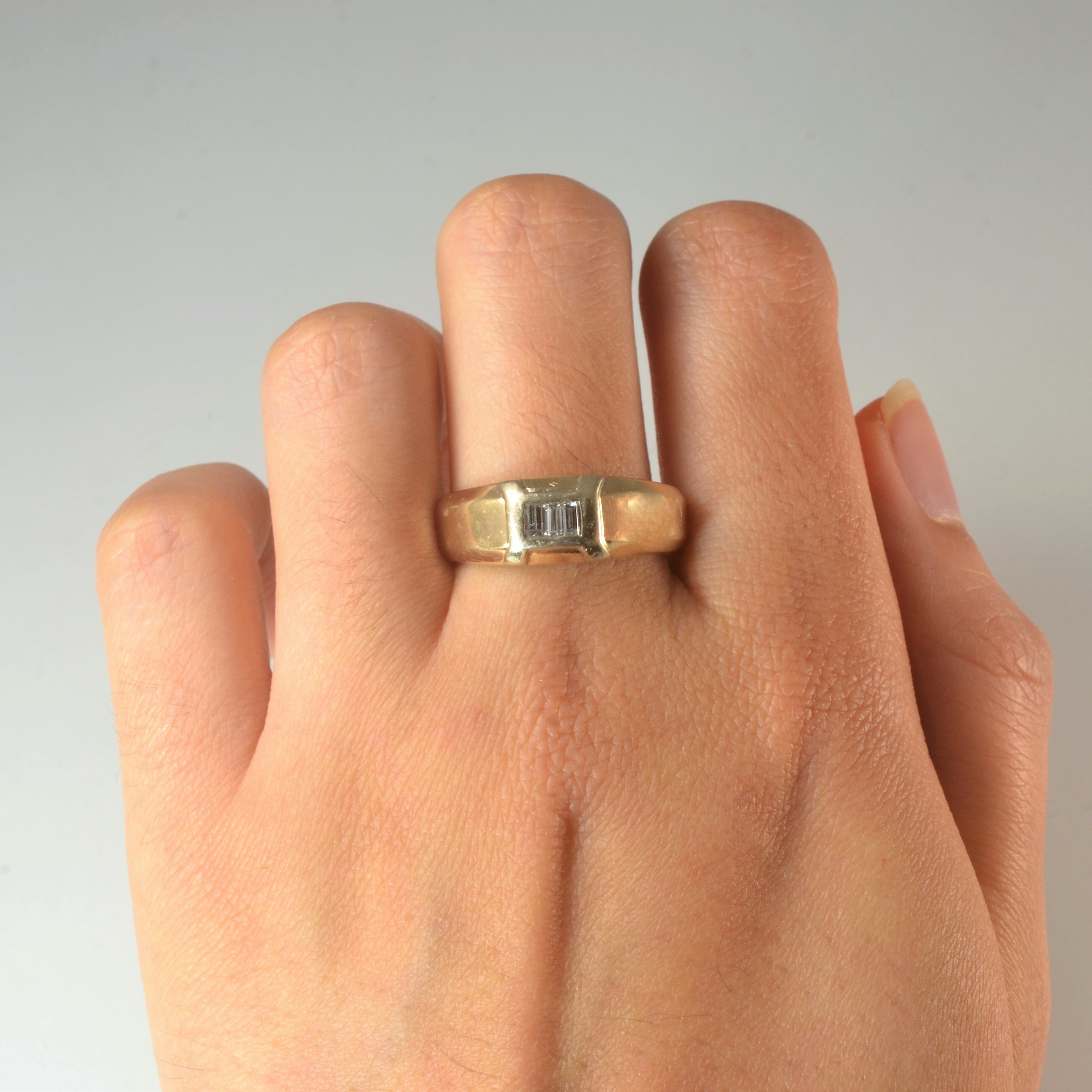 Bague trois diamants baguette | 0,09 ct au total | Taille 8,75 | 