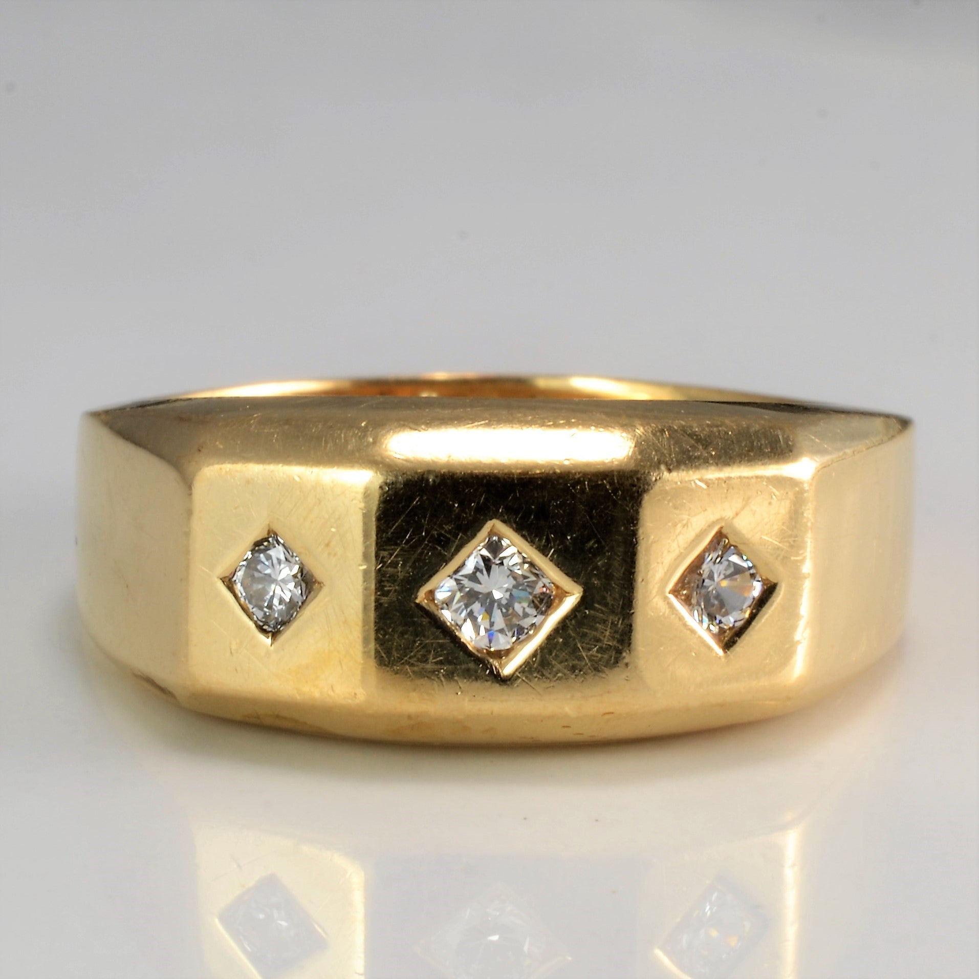 Flush Set Three Stone Diamond Ring | 0.20 ctw, SZ 10.75 |