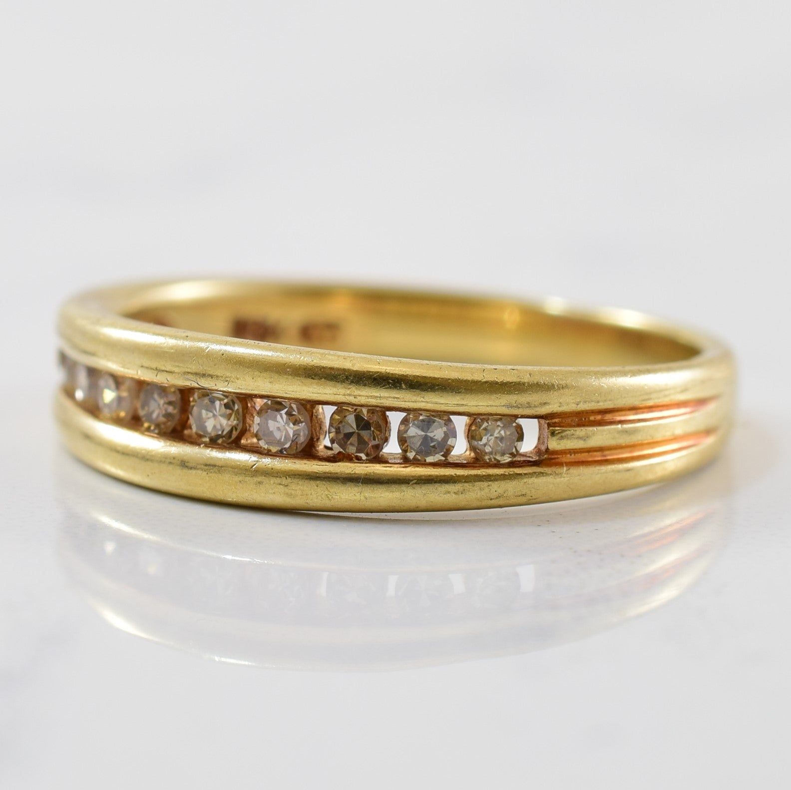 Channel Set Champagne Diamond Semi Eternity Band | 0.16ctw | SZ 6.25 |