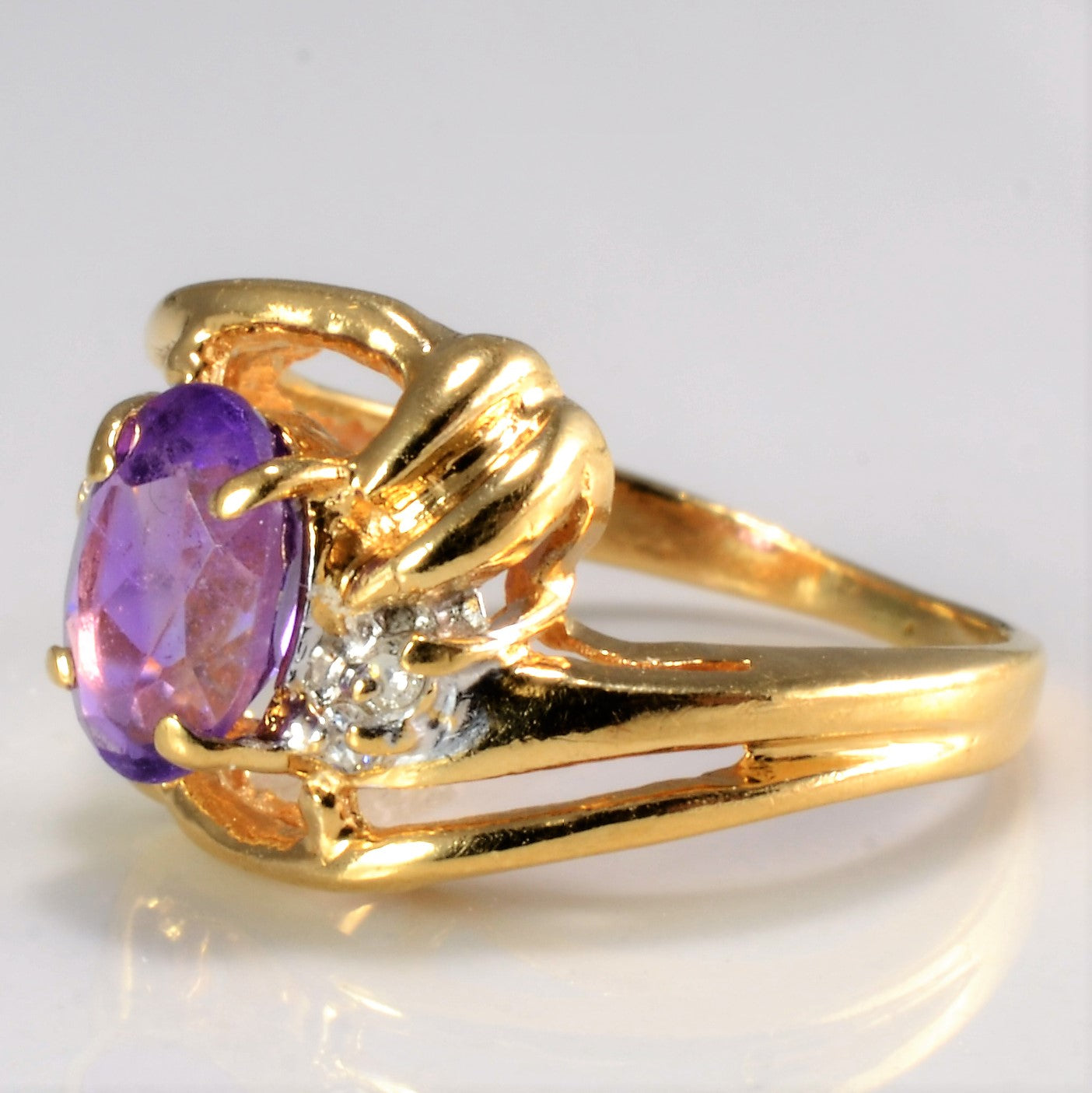Bypass Amethyst & Diamond Petite Ring | 0.04 ctw, sz 2.5 |