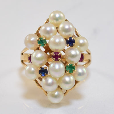 Multi Gem Split Shank Cocktail Ring | 5.60ctw | SZ 6 |