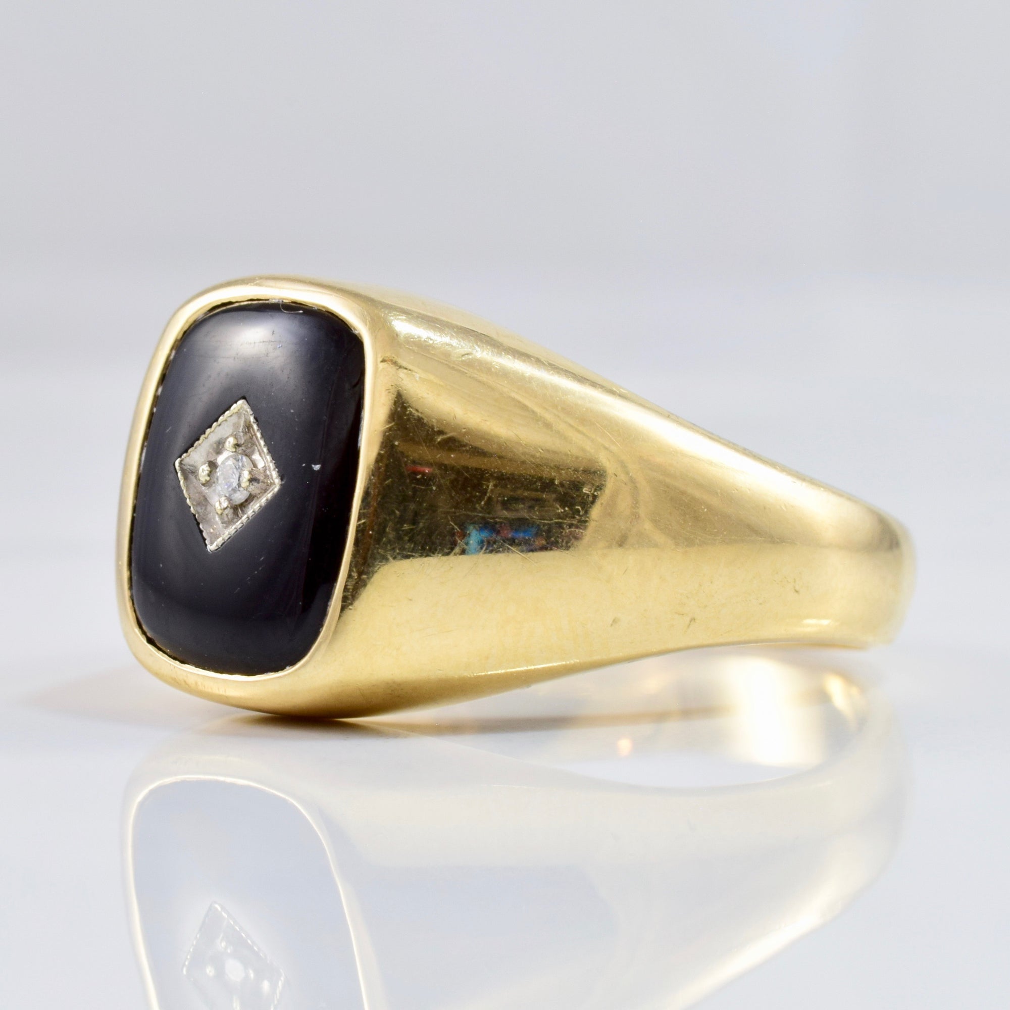 Onyx and Diamond Ring | 0.02 ctw SZ 13.25 |