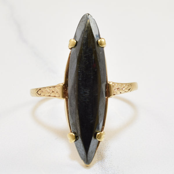 Narrow Hematite Navette Ring | 4.00ct | SZ 8 |