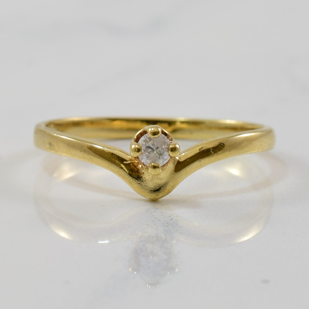 Chevron Diamond Solitaire Ring | 0.04ct | SZ 4.5 |