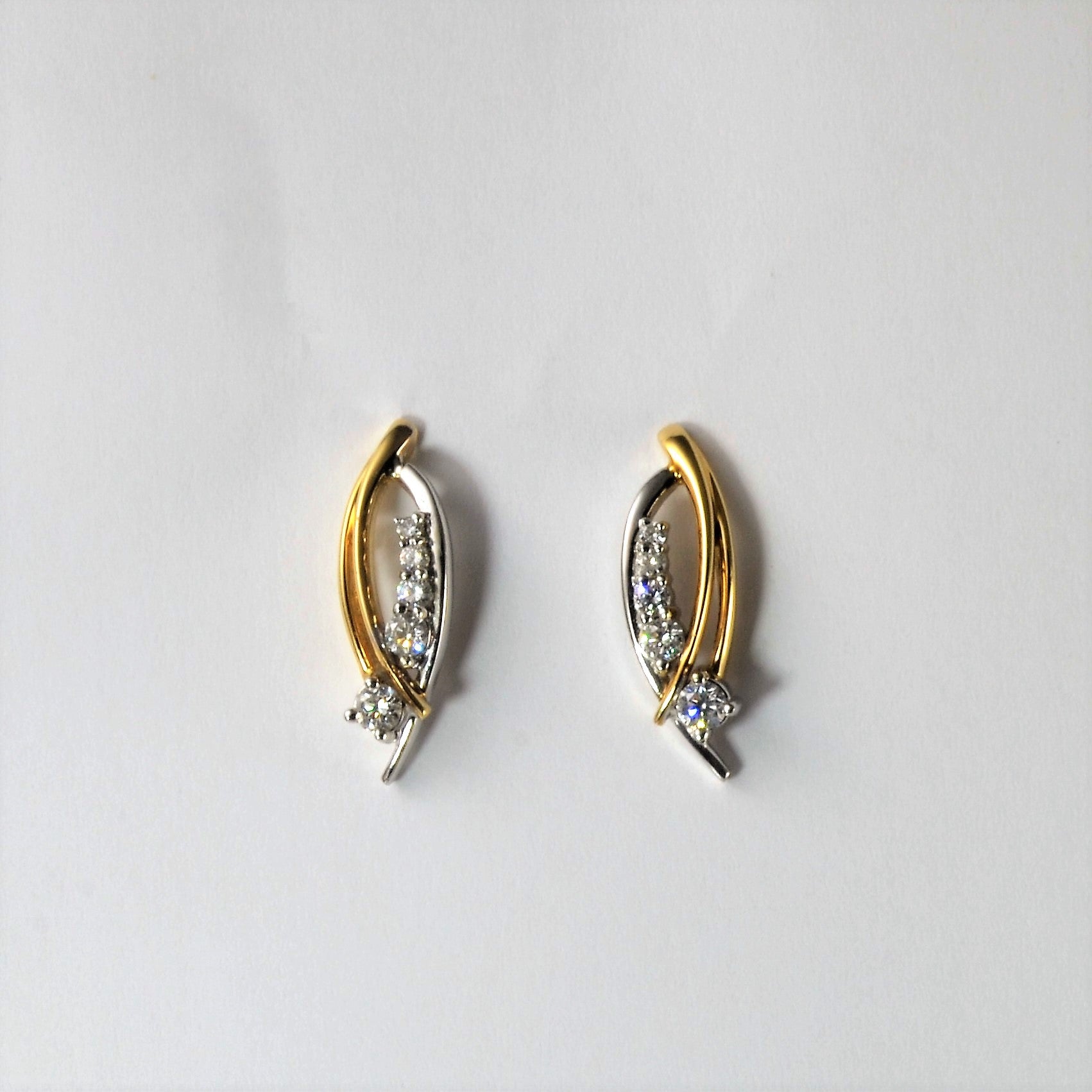 Pave Diamond Two Tone Earrings | 0.195ctw |