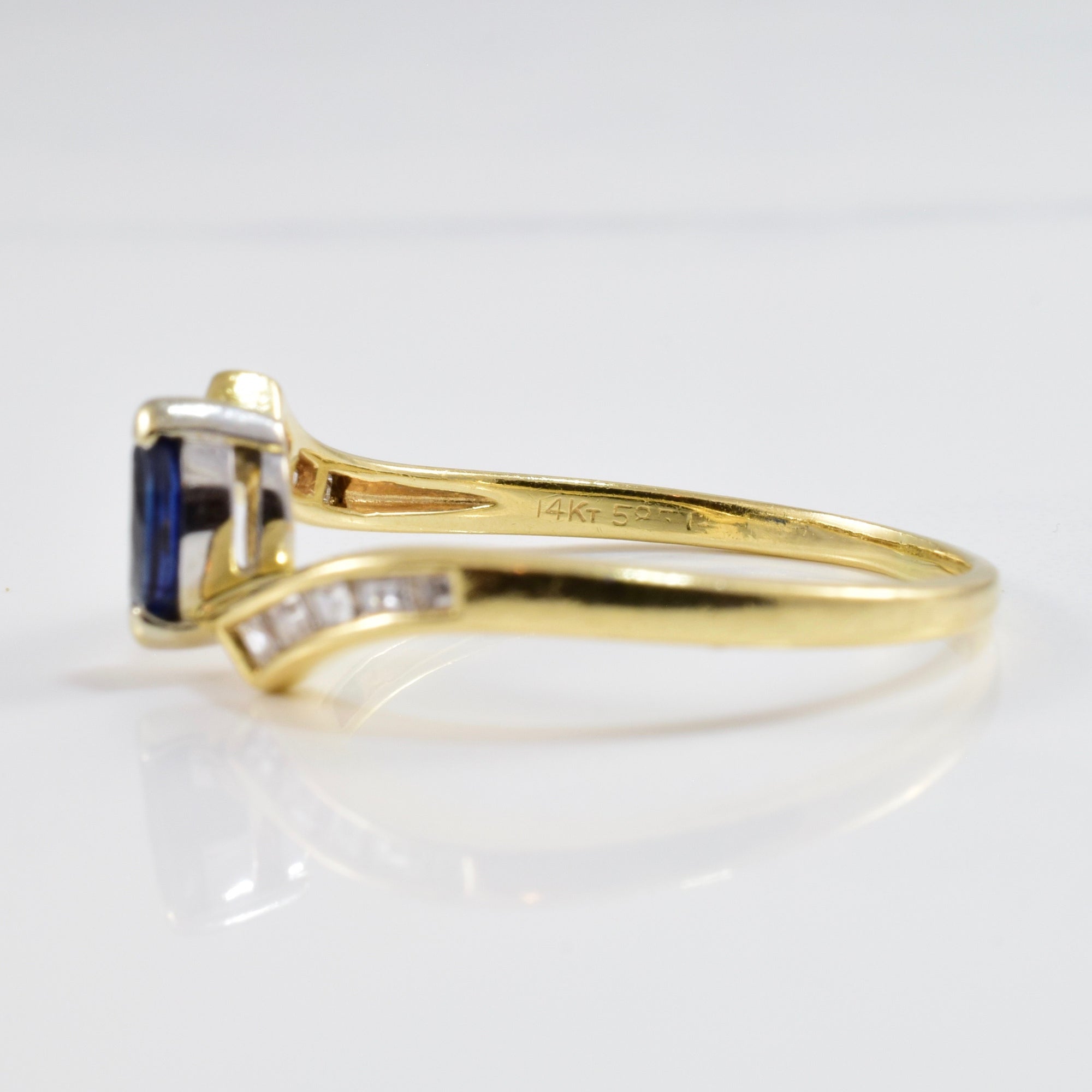 Sapphire and Diamond Accent Bypass Ring | 0.12 ctw SZ 8.5 |