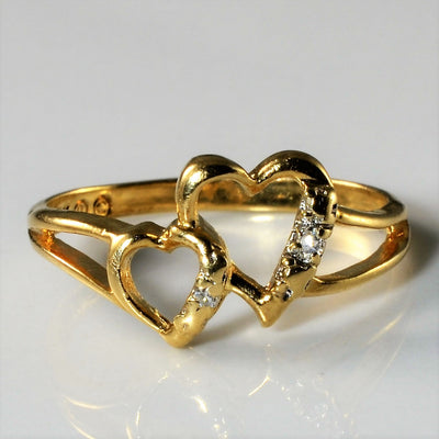 Double Heart Diamond Promise Ring | 0.015ctw | SZ 5.5 |