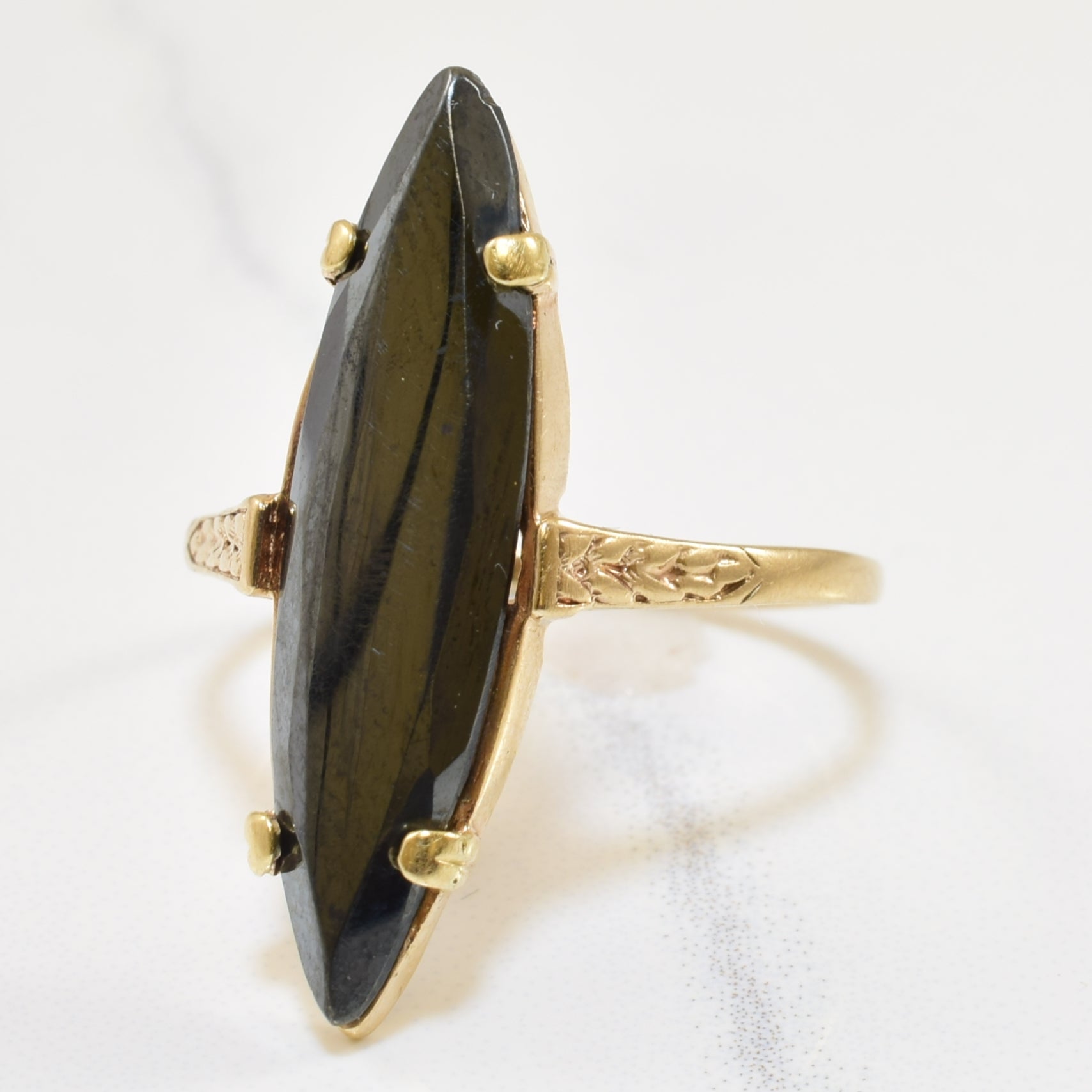 Narrow Hematite Navette Ring | 4.00ct | SZ 8 |