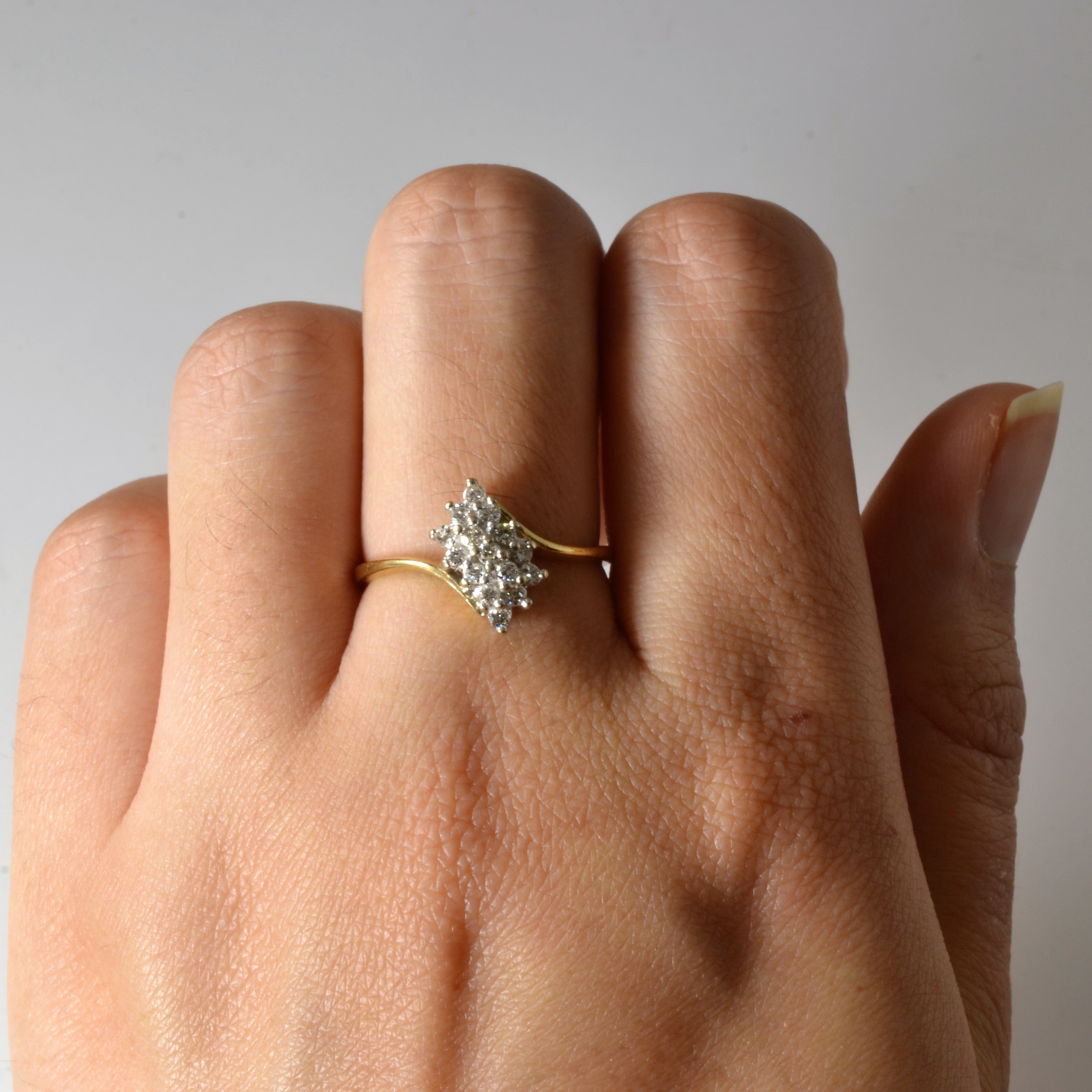 Bague sertie de diamants en grappe | 0,19 ct | Taille 7,75 | 