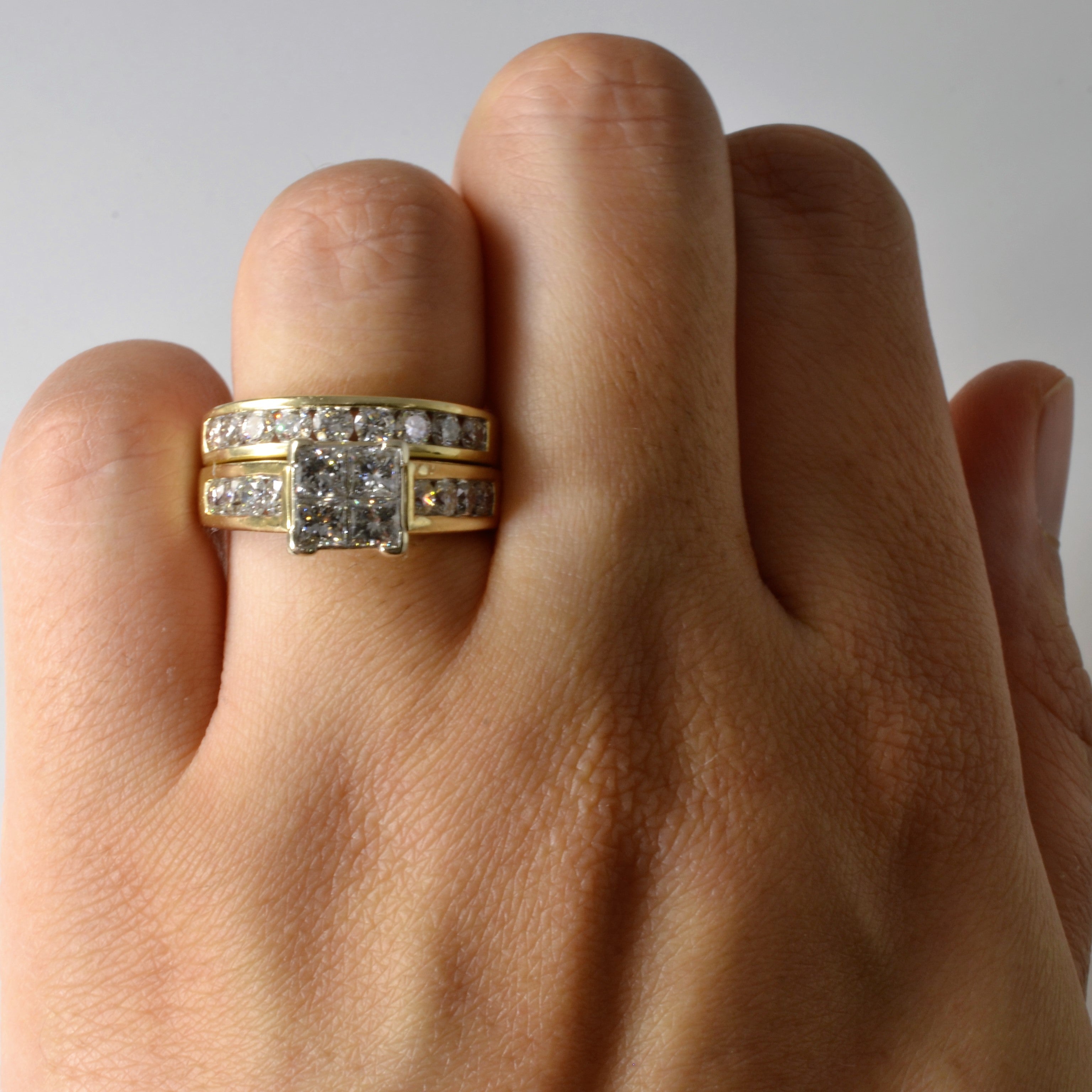 Grid Illusion Diamond Wedding Set | 2.16ctw | SZ 6.5 |