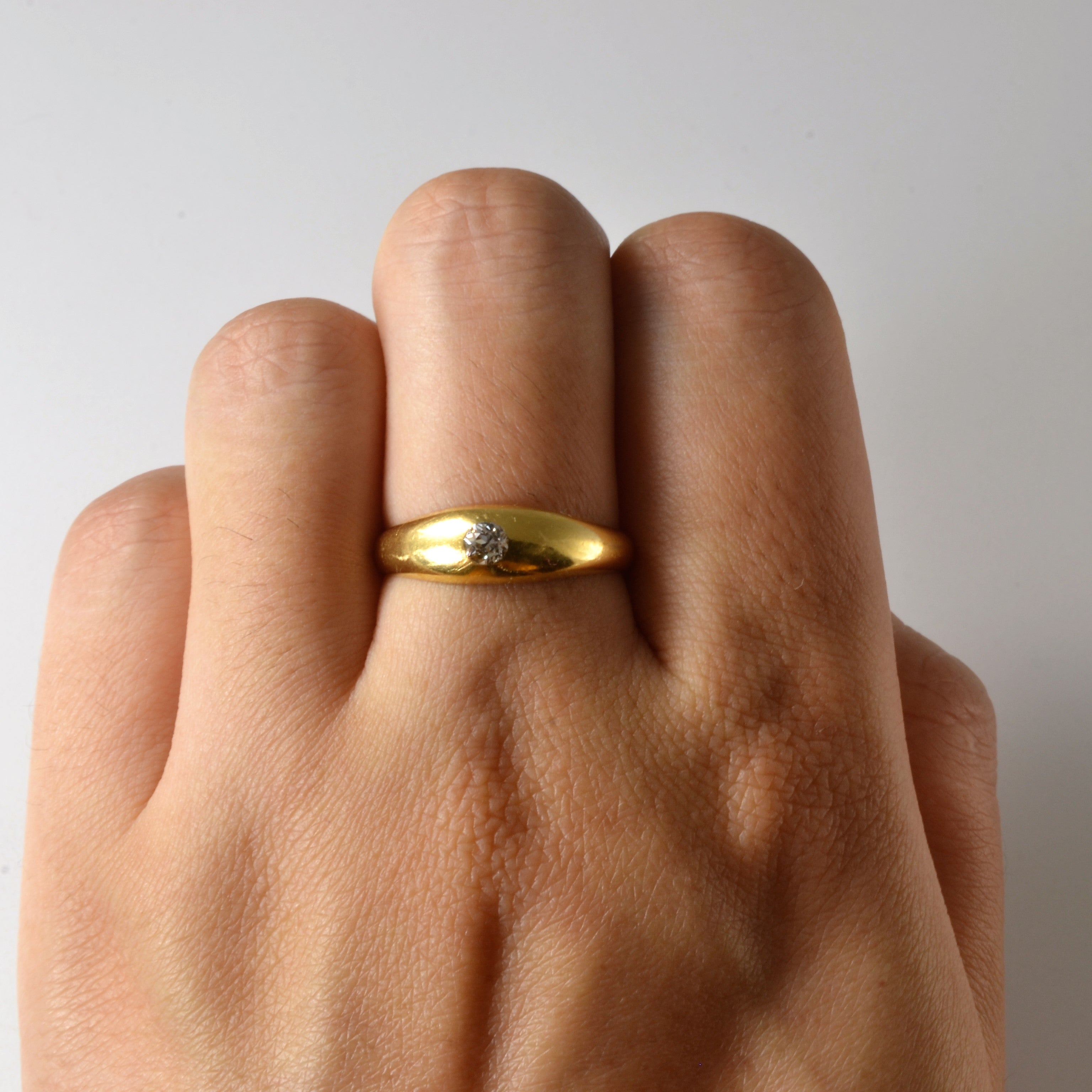 London 1905 Hallmarked Solitaire Diamond Gold Ring | 0.14ct | SZ 7.75 |