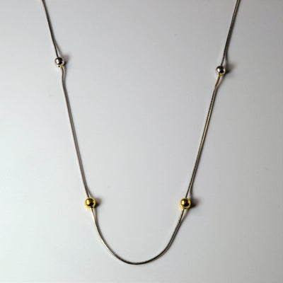 18k Two Tone Beaded Snake Chain | 18