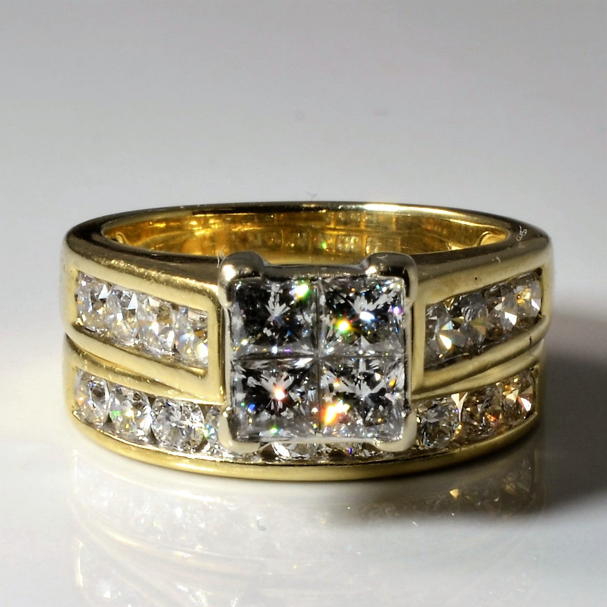 Grid Illusion Diamond Wedding Set | 2.16ctw | SZ 6.5 |