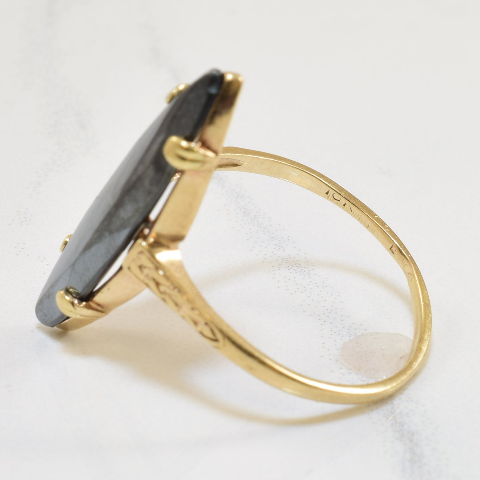 Narrow Hematite Navette Ring | 4.00ct | SZ 8 |