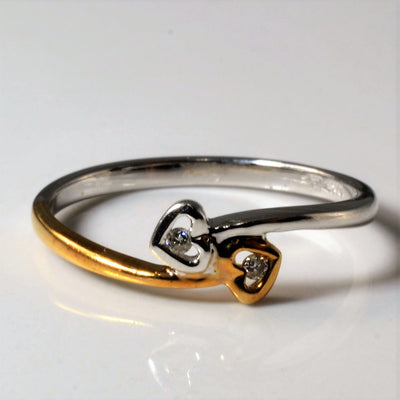 Bypass Two Tone Diamond Heart Ring | 0.02ctw | SZ 7.25 |