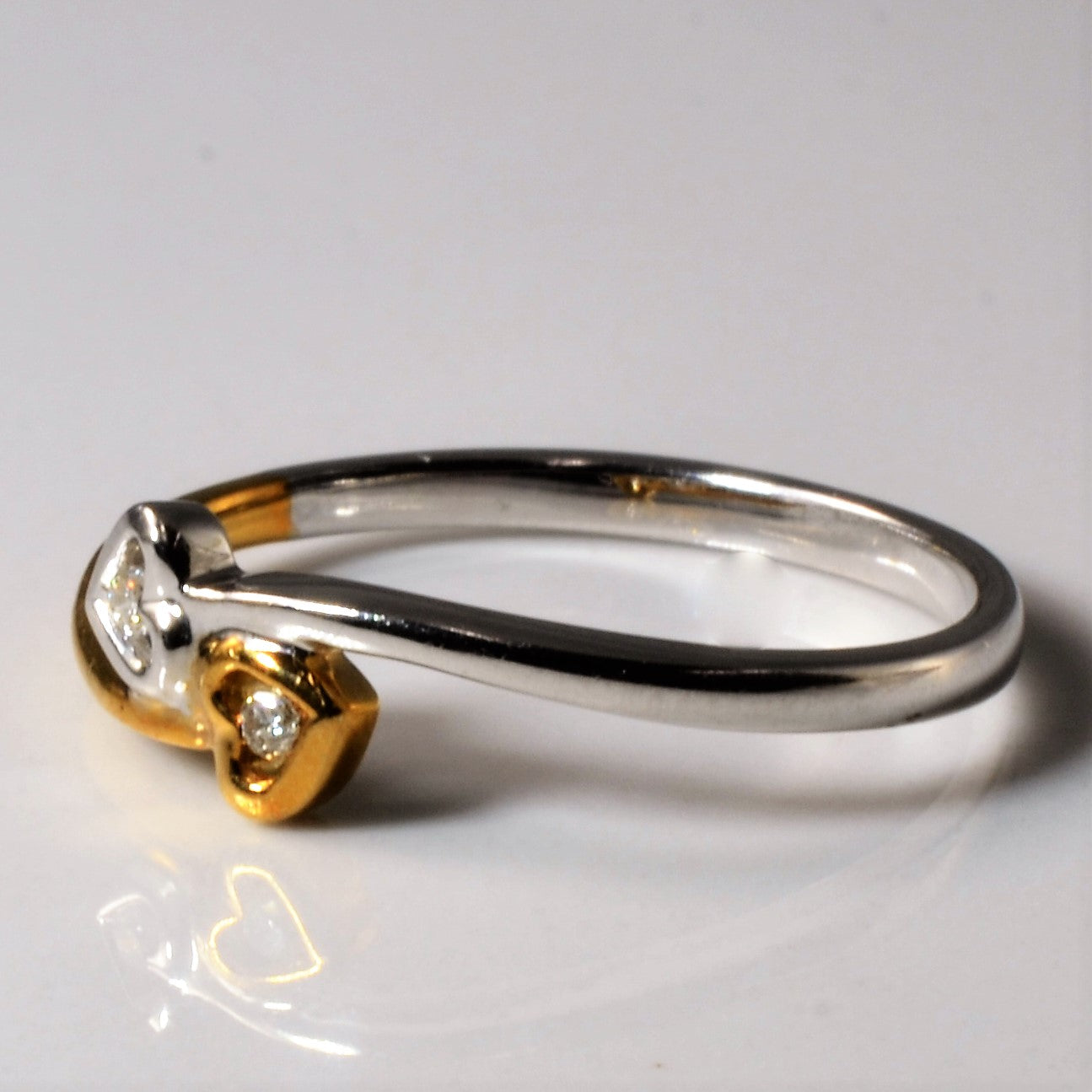 Bypass Two Tone Diamond Heart Ring | 0.02ctw | SZ 7.25 |