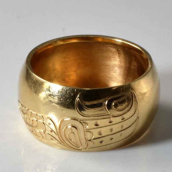 Hand Carved Indigenous Art Wide Band | SZ 6 |