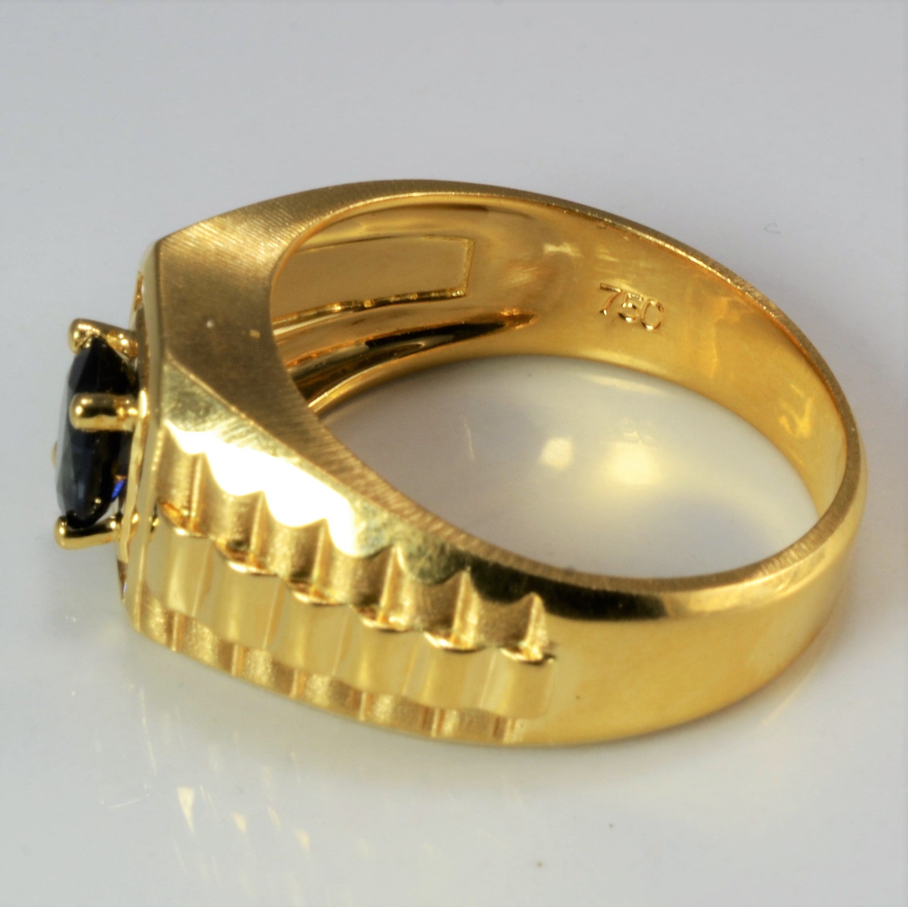 Textured Sapphire & Diamond Men's Ring | 0.22 ctw, SZ 9.75 |