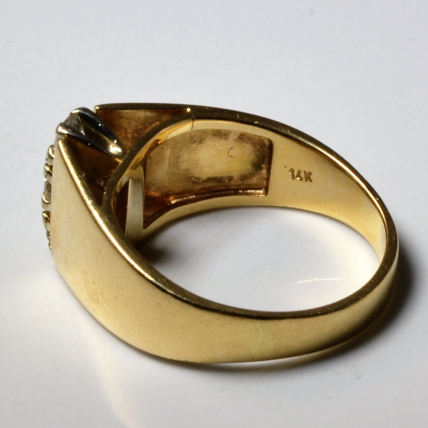 Bague large à trois pierres verticales | 0,40 ct au total | Taille 8,5 | 