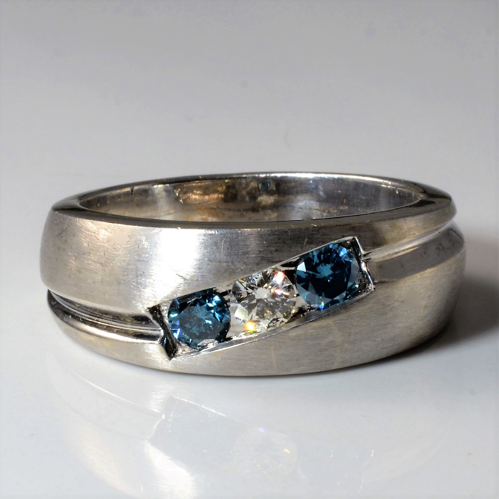 Three Stone Diamond White Gold Band | 0.75ctw | SZ 12 |